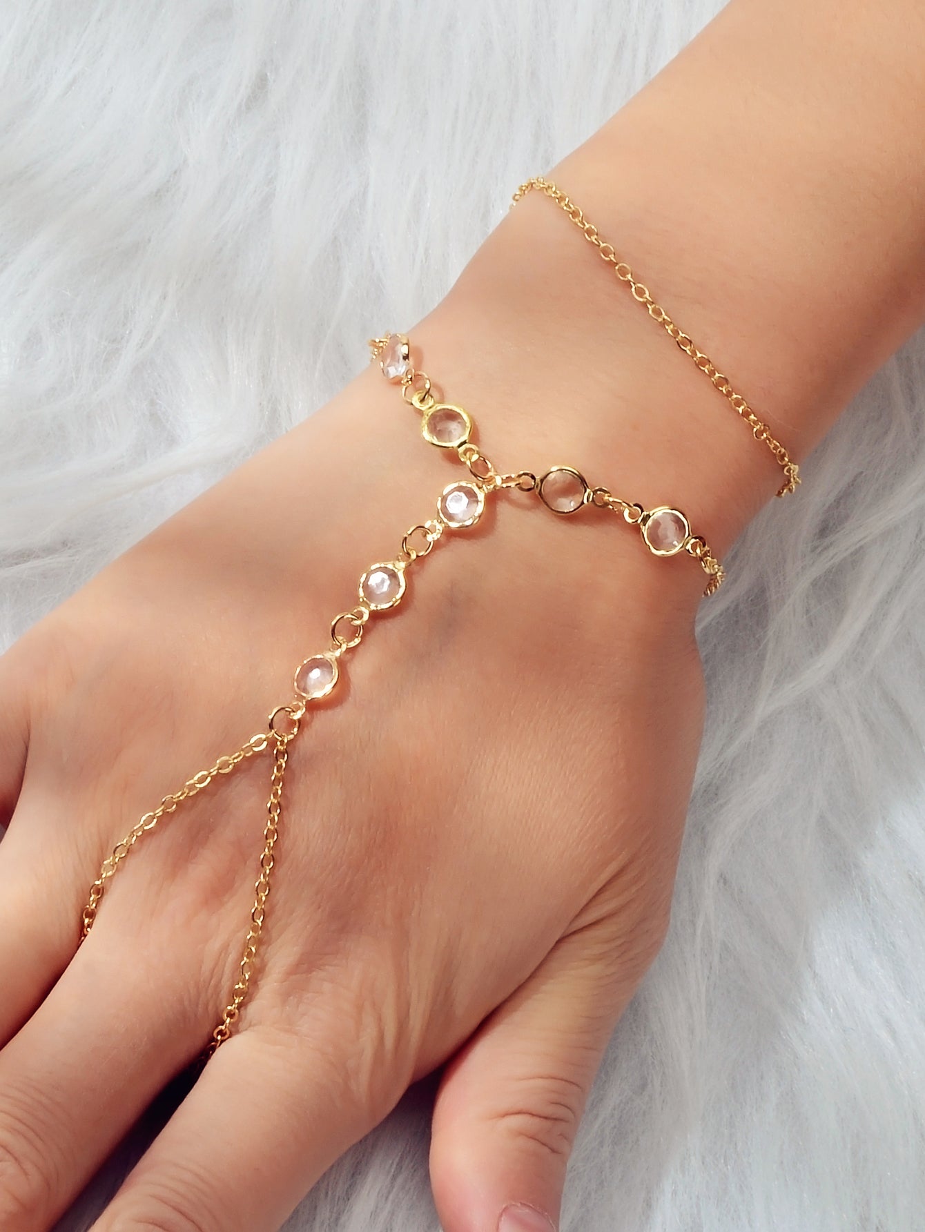 Multi-layer Slave Bracelet Hand Harness Finger Ring Link Interweave Accessories-5