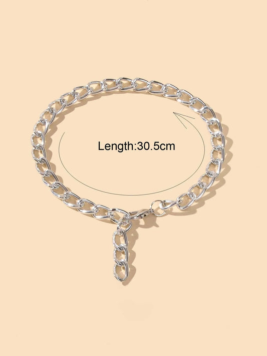 1 pc Chunky Solid Silver Chain Anklet Bracelet Summer Foot Beach Jewellery Gift-1