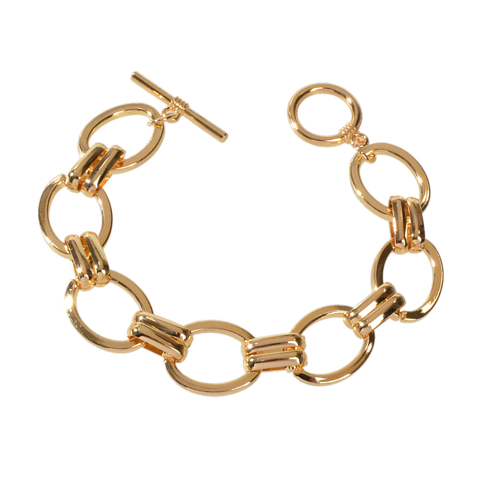 Goth Punk Hip Hop Gold Circle Link Chain Bracelet Wholesale Women Accessories-4