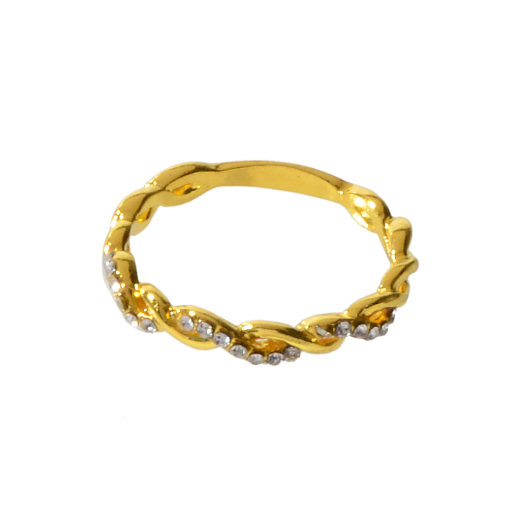 Band Women Gold Metal with Rhinestone Entangled Finger Ring Engagement Jewellery-4