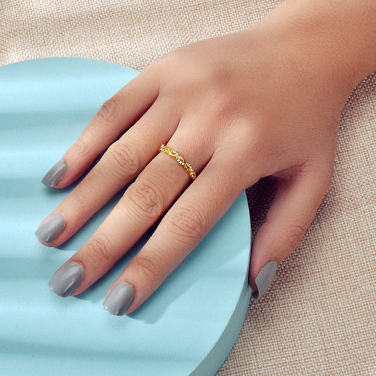 Band Women Gold Metal with Rhinestone Entangled Finger Ring Engagement Jewellery-1