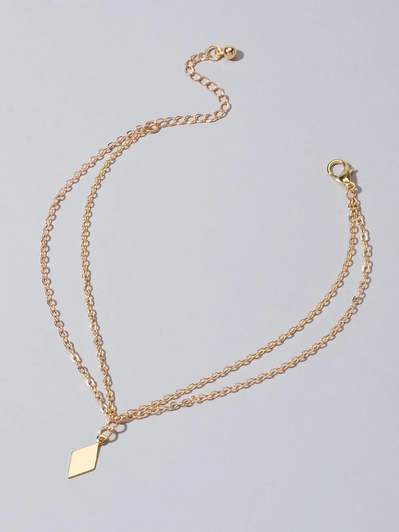 Bohemian Foot Beach Jewellery Double Layer Chain Rhombus Geometric Charm Anklet-1