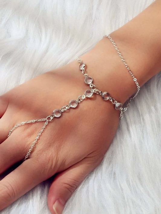Multi-layer Slave Bracelet Hand Harness Finger Ring Link Interweave Accessories-0