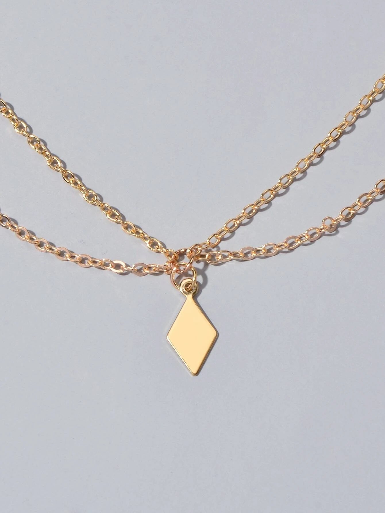Bohemian Foot Beach Jewellery Double Layer Chain Rhombus Geometric Charm Anklet-2