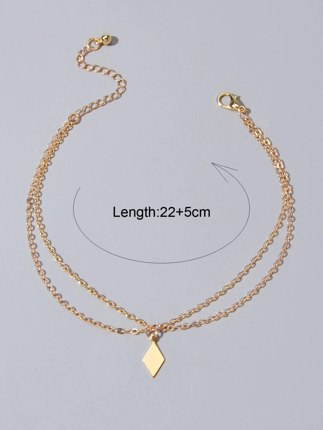 Bohemian Foot Beach Jewellery Double Layer Chain Rhombus Geometric Charm Anklet-3