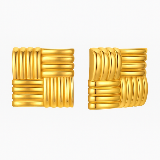 Square Stud Earrings – Bold, Geometric & Elegant-0
